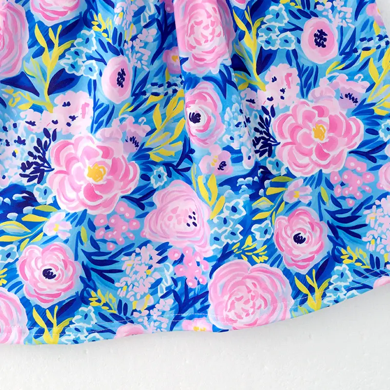 Auraquise - Wholesale Dress - Kids - Girls Summer “I LOVE MAMA” Smocking Dress4