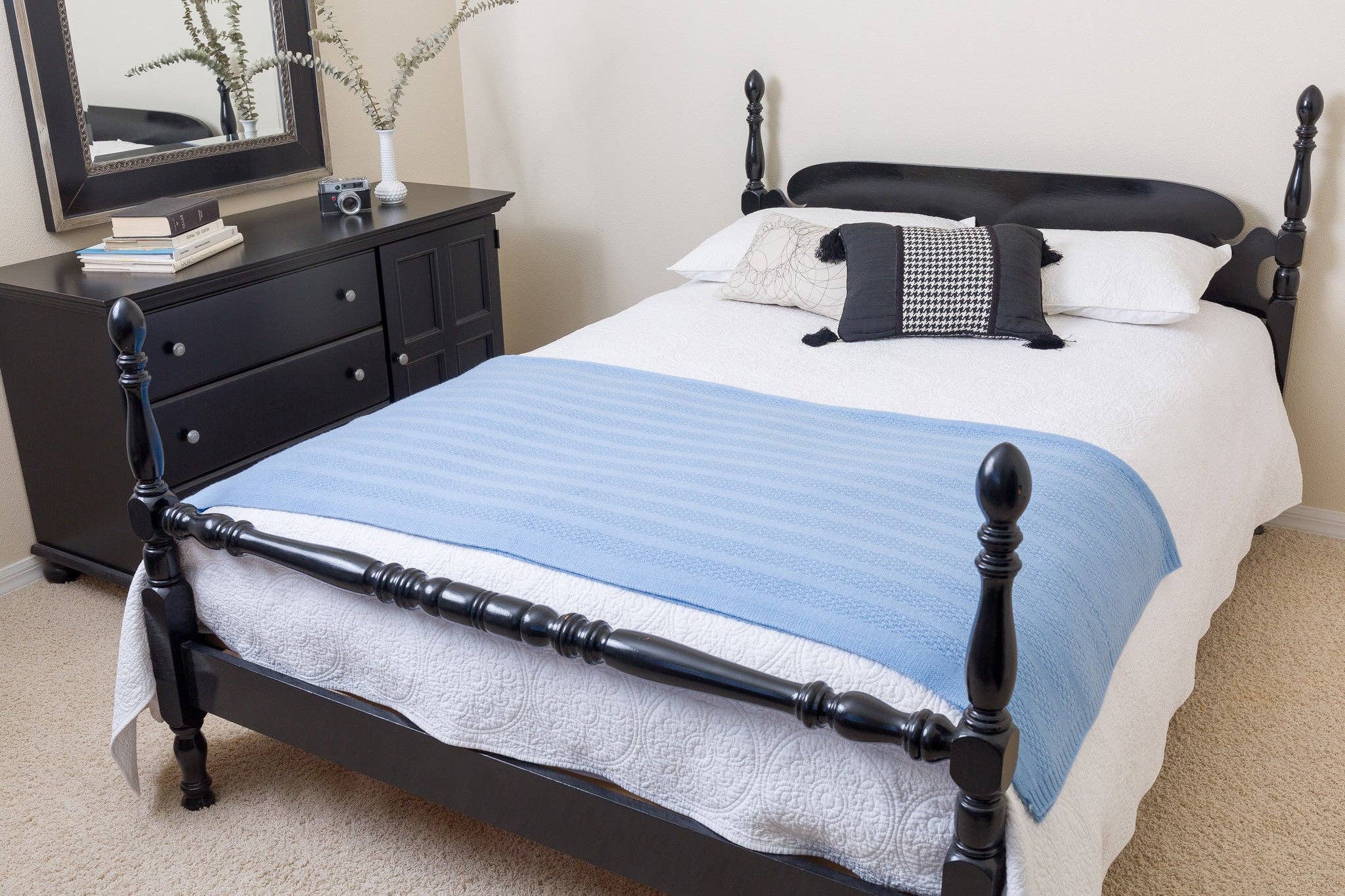 Blau Gestreifte Decke aus Kaschmir mit Zopfmuster für den Großhandel auf Faire1