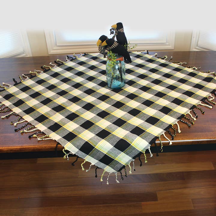 Sunflower Buffalo Check Black Buttermilk Table Square for wholesale by Home Collections by Raghu