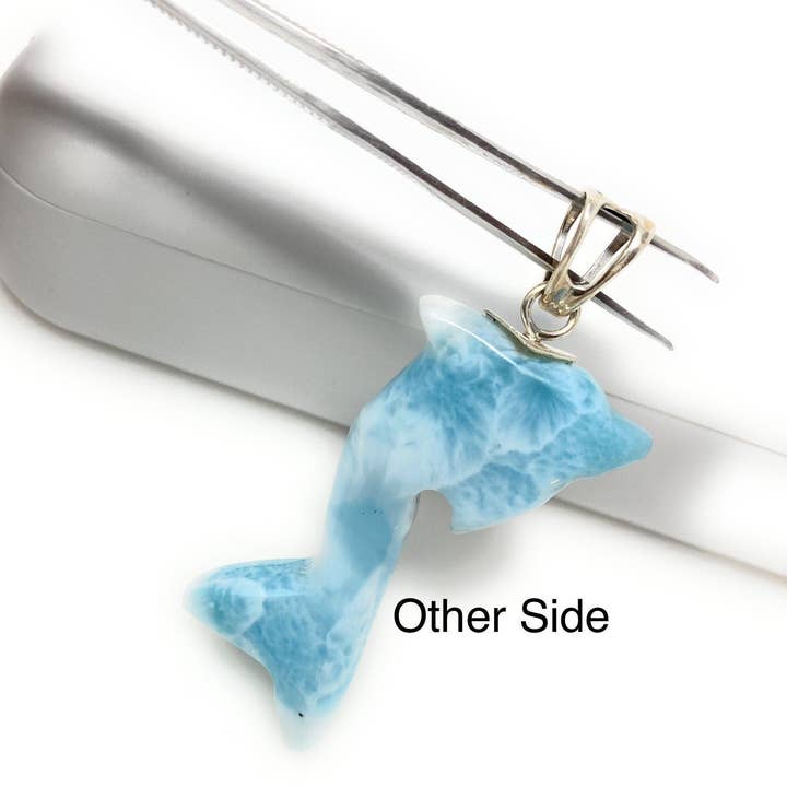 Akstar Gems - Wholesale Individual Charm/Pendant - 12g Larimar Dolphin Pendant, Larimar Pendant, Bohemian Jewelry, Dominican Republic Larimar Pendant