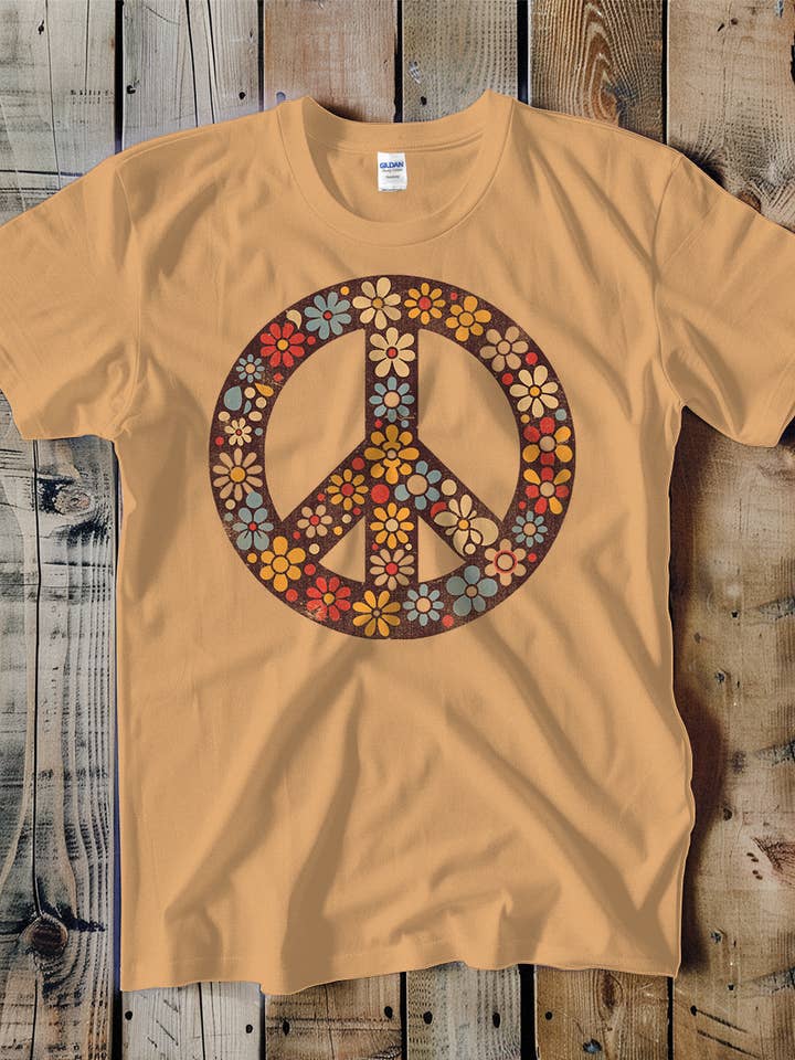 Hippy Flower Peace Symbol Unisex Tee for wholesale by Swift Retail