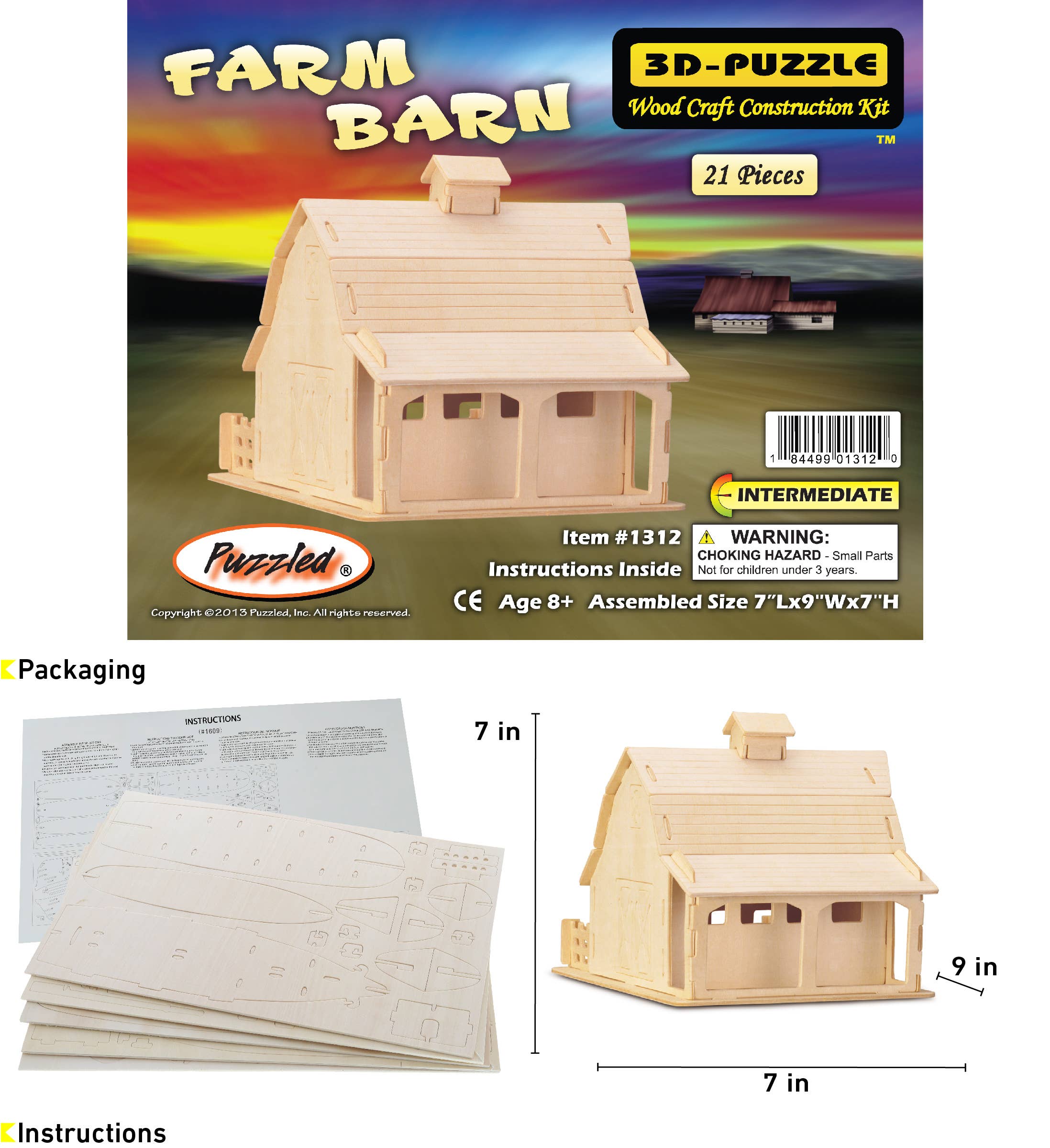 Cota Global - Wholesale Puzzle - Kids - 3D Puzzles - Farm Barn1