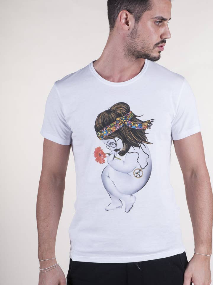 Hippie regular basic cotton t-shirt for wholesale by siamoises