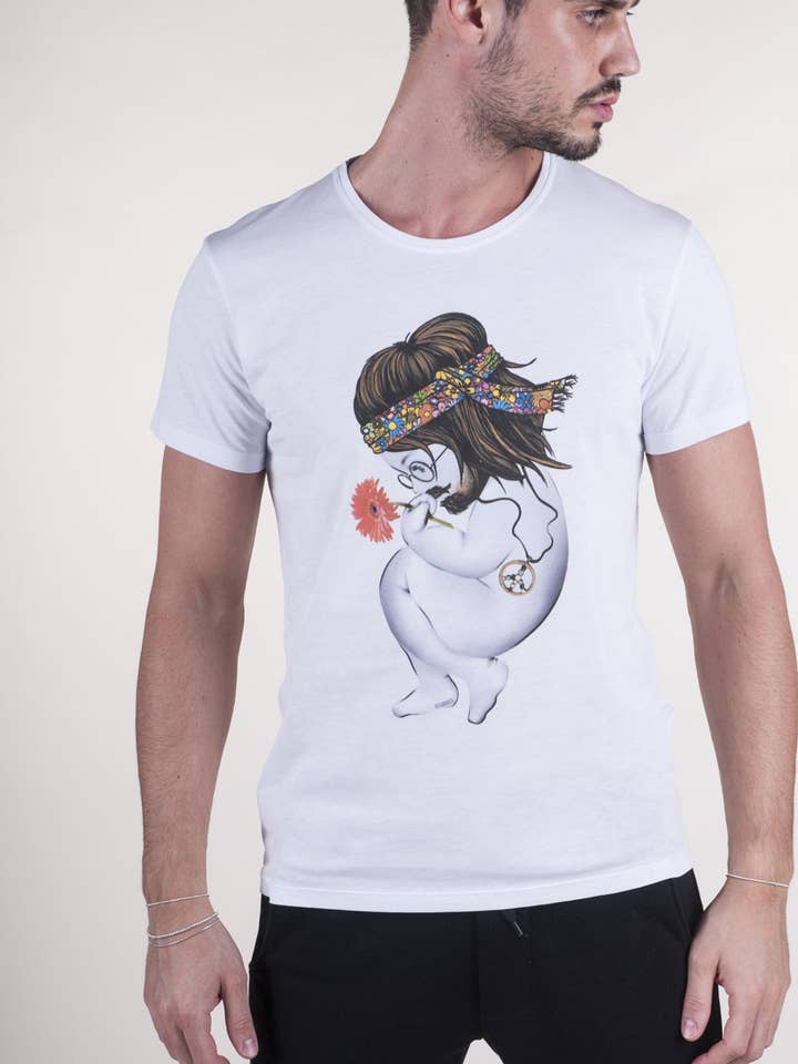 Normales Hippie-T-Shirt aus Baumwolle für den Großhandel von siamoises