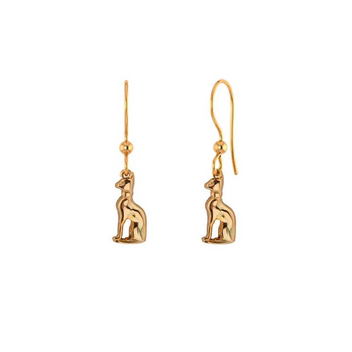 18k Gold Plated Egyptian Cat Earrings for wholesale by TALISMAN JEWELLERY (D&Fidanverdi, S.L.)