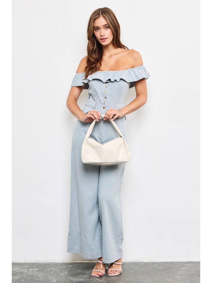 Mustard Seed – Großhandel Jumpsuit – Damen – SCHULTERFREIER OVERALL MIT RÜSCHEN8