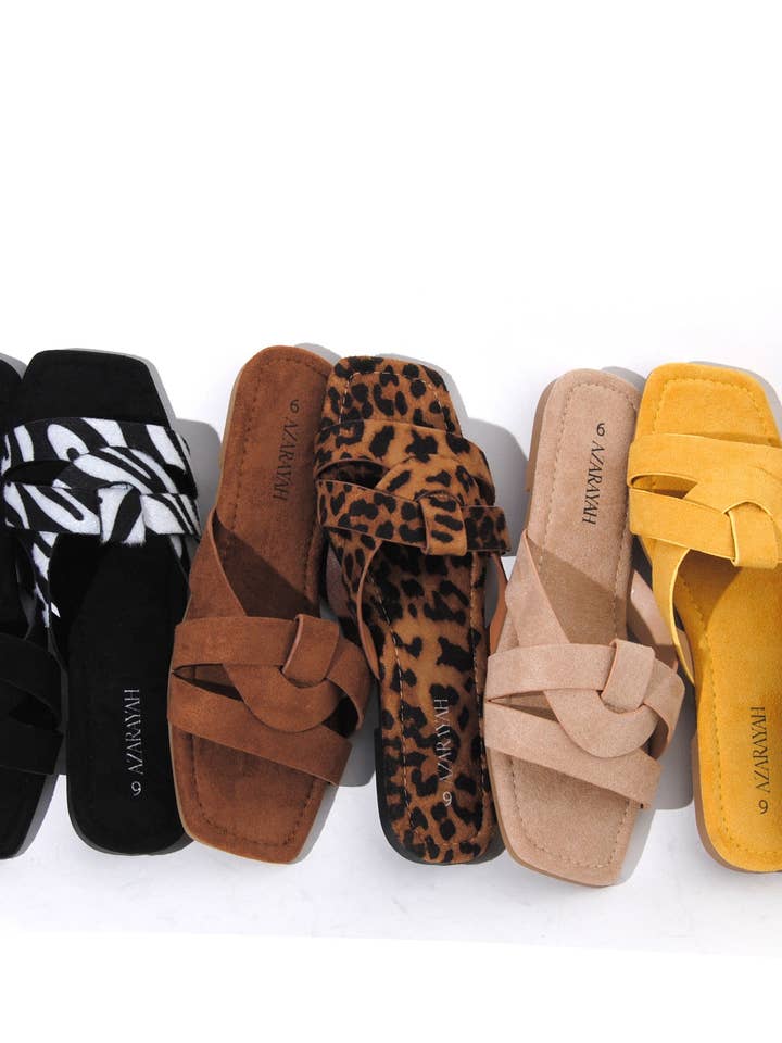 Women’s Knotted Slide Sandals – Flat Slip-On Boutique Slides for wholesale by Azarayah
