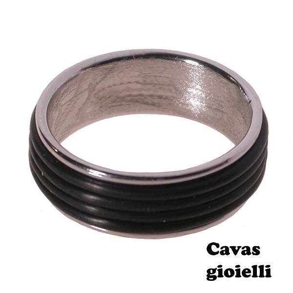 Cavas  gioielli - Wholesale Band/Stacked Ring - Rubber and 925/1000 silver in this wide band ring1