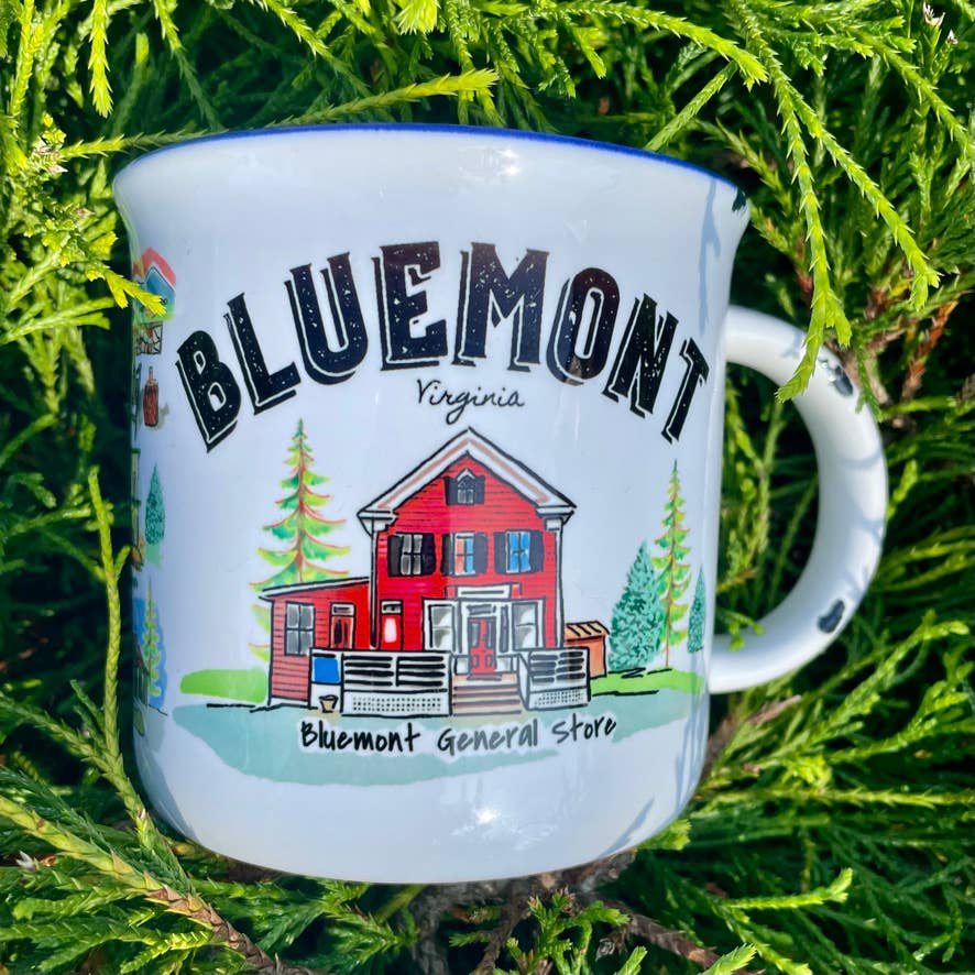 Sweetgum Studio - Wholesale Coffee Mug - Stoneware Distressed Mug with Blue Trim 14 oz.29