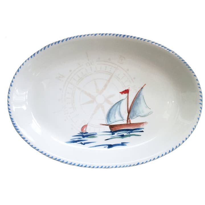 Sailboat Oval Platter for wholesale by Abbiamo Tutto