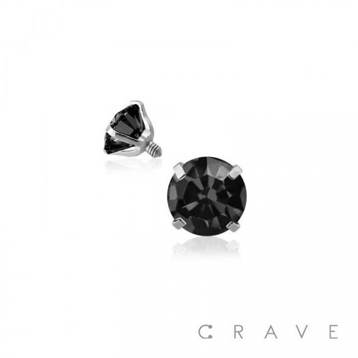 CRAVE BODY JEWELRY - Wholesale Face/Body Chain - 316L SURGICAL STEEL INTERNALLY THREADED CZ PRONG SET TOP