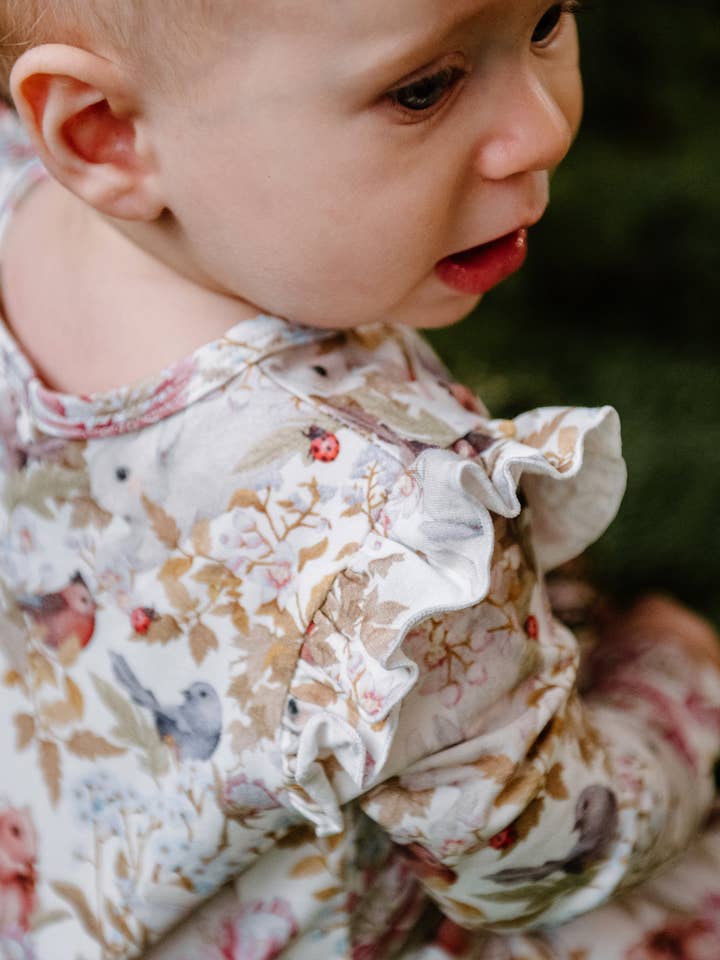 Fleur Harris - Wholesale Jumpsuit - Baby - 'Woodlands' Precious Frill Coverall - Marshmallow1