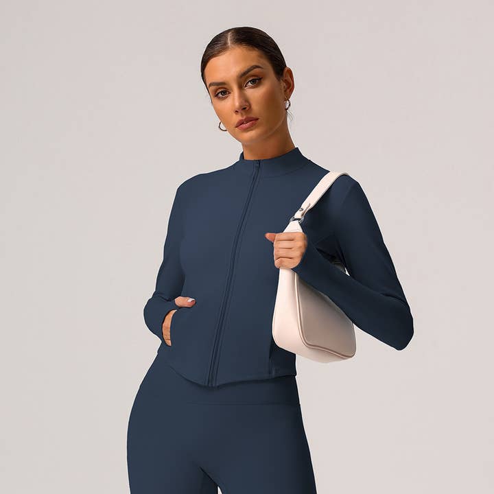 Veste de sport extérieure pour femmes en polaire légère unie avec fermeture éclair complète pour la vente par Sodalemon