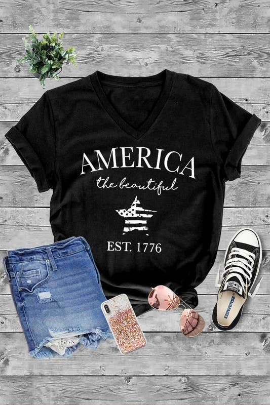 Top Avenue - Wholesale Screen Printed T-Shirt - Women's - Unisex Short Sleeve V Neck T-Shirt2