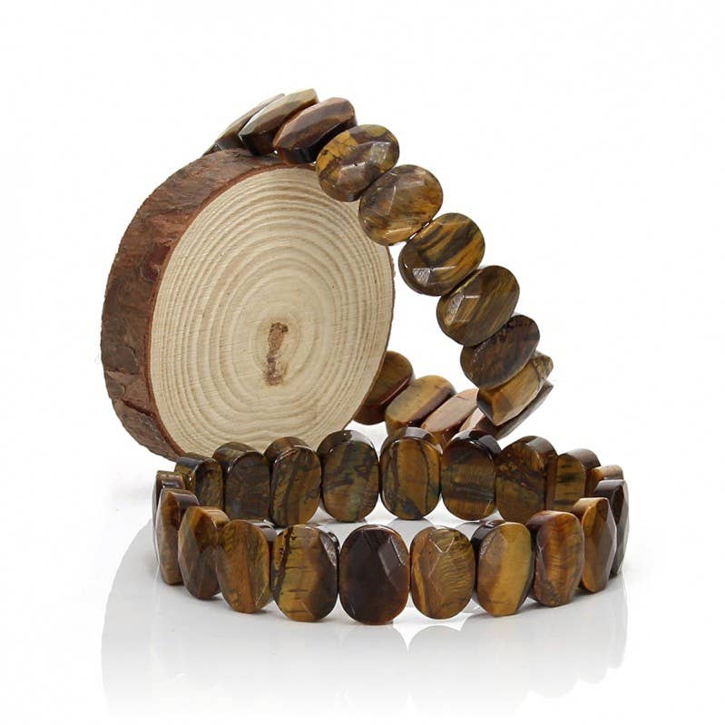 UniArt - Wholesale Cuff Bracelet - Bracelet of faceted oval natural stones1