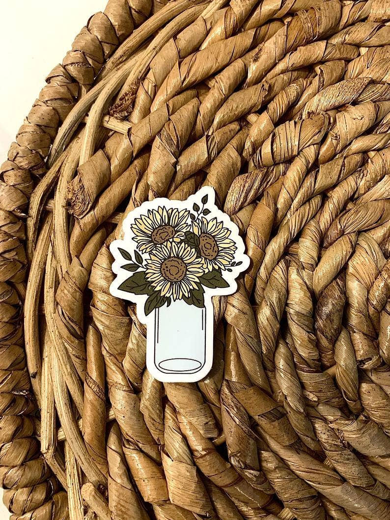 MarieDesignCo - Wholesale Sticker - Mini mason pot bloem sticker, bloemboeket sticker, sticker2
