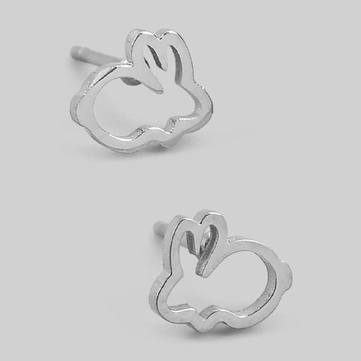 Girly - Wholesale Stud/Post Earrings - STAINLESS STEEL MINI RABBIT STUDS1