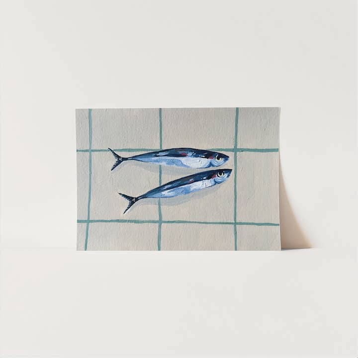 „Sea Check“ Sardinen-Kunstdruck für den Großhandel von Madison Phipps Studio