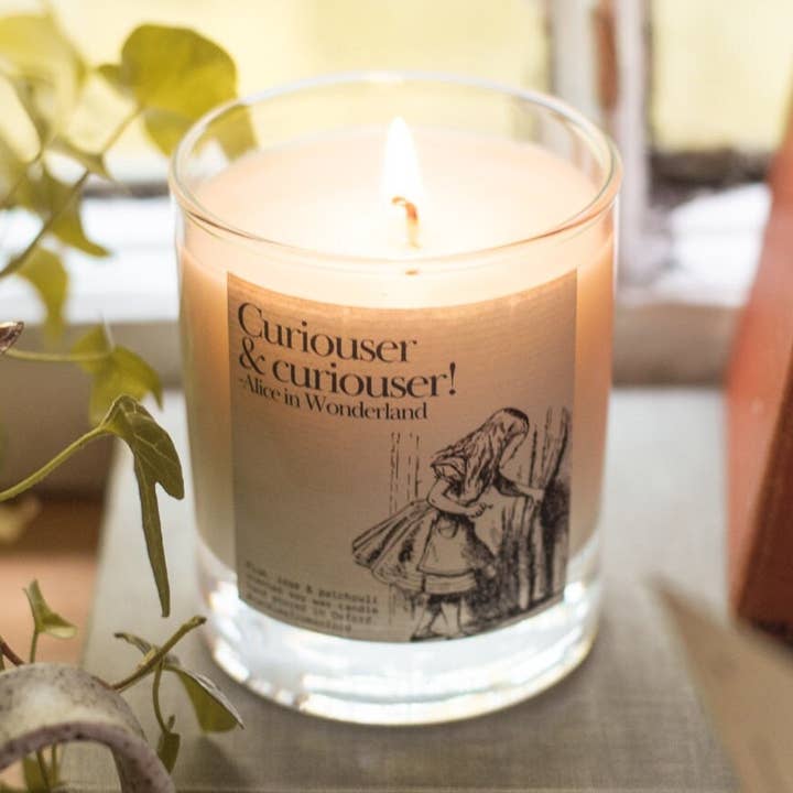 Curiouser and Curiouser Alice in Wonderland Candle Gift for wholesale by Candles from Oxford