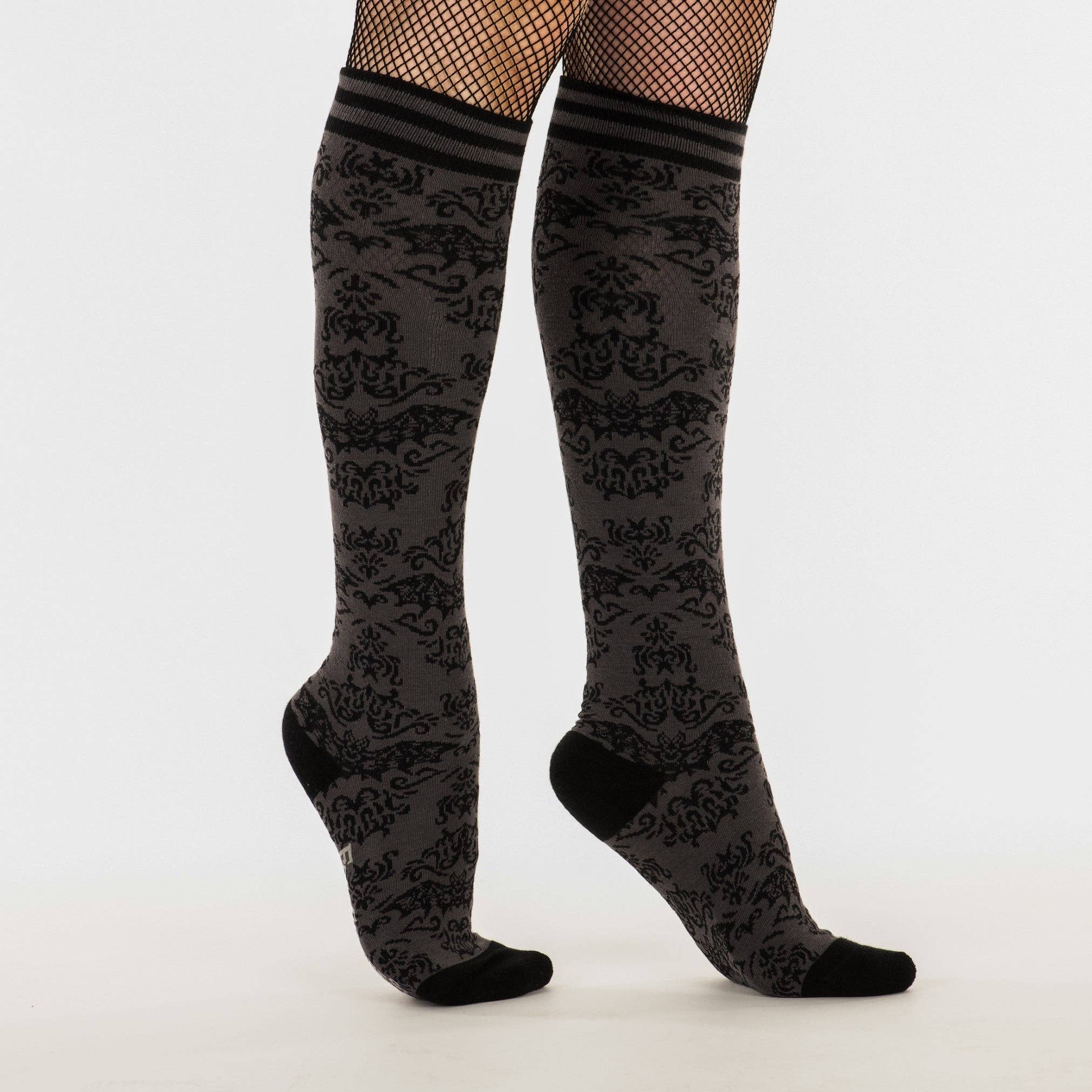 FootClothes LLC - Wholesale Socks - Women's - Bat Damask Knee High Socks15