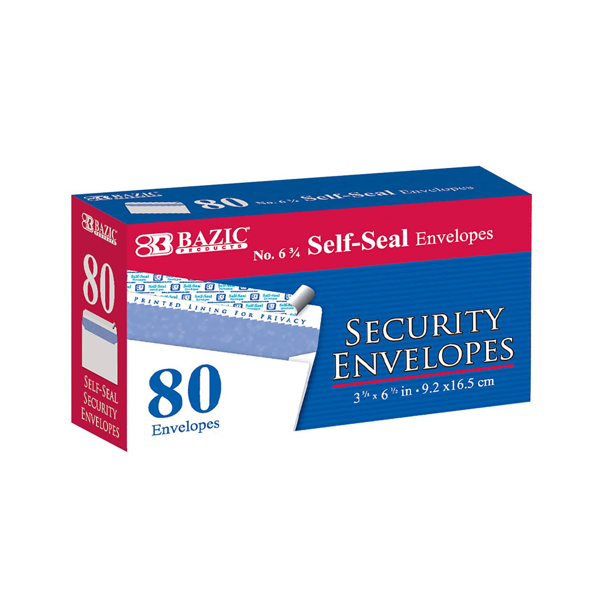 BAZIC Products - Wholesale Envelopes - #6 3/4 Self-Seal Security Envelope (80/Pack)0