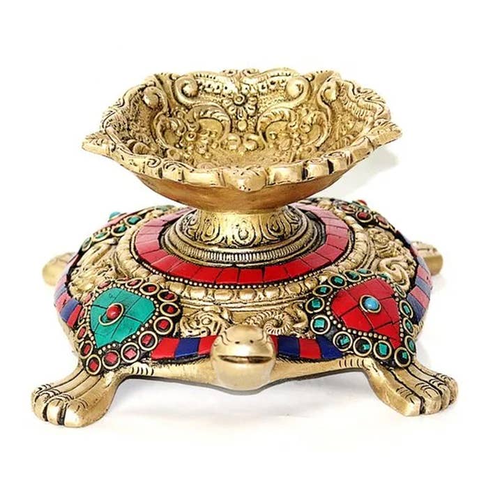 Handcrafted Brass Turtle Diya with for wholesale by Keeraft