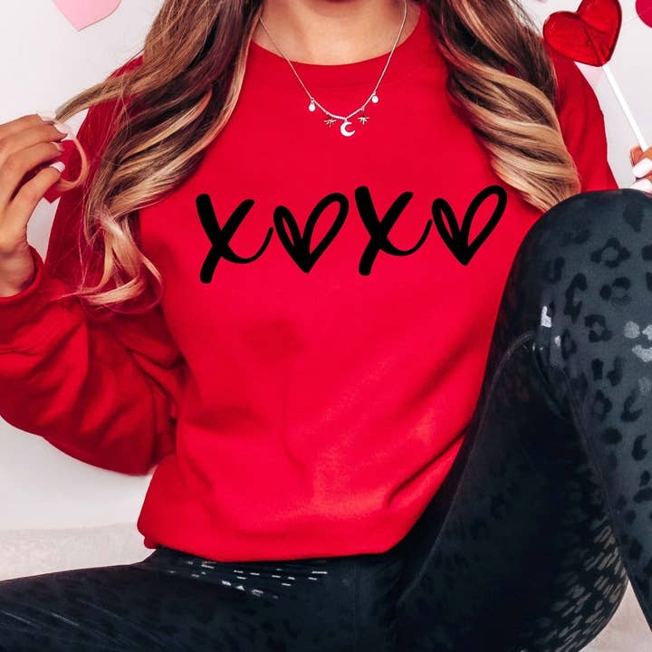XOXO With Hearts Wholesale Graphic Sweatshirt - Fast TAT for wholesale by Limeberry Designs