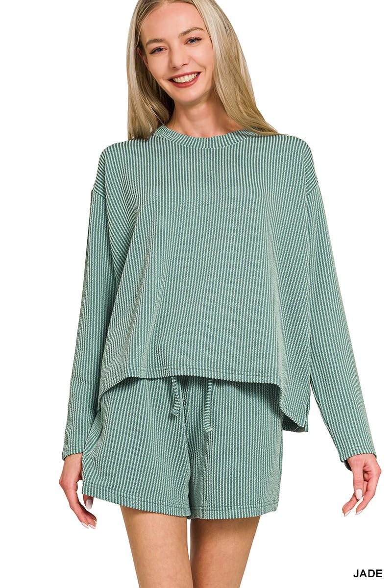 42POPS - Wholesale Lounge Set - Women's - Raised Rib Tee & Shorts 2PC Set 14