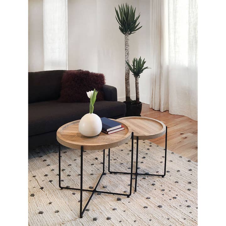 Black 2-Piece Round Concave Coffee Table (Black) for wholesale on Faire