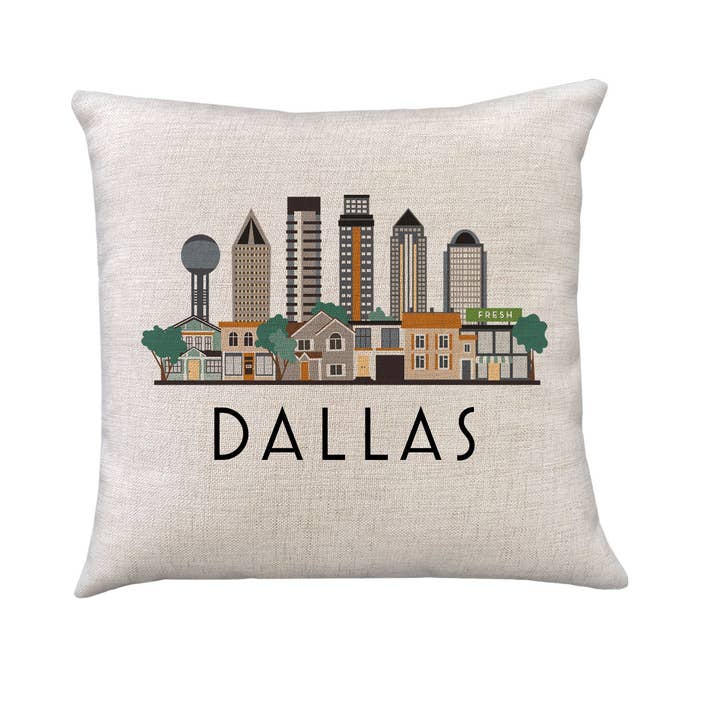 Dallas Texas Skyline Pillow Cover | Graphic Decorative Throw for wholesale by MooMo Studio