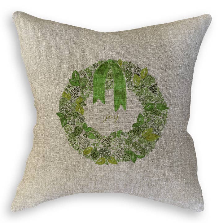 French Graffiti - Wholesale Tea Towel - Green Wreath with Joy10