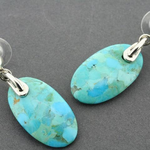 Oval stone stud - mosaic turquoise for wholesale by Makers & Providers