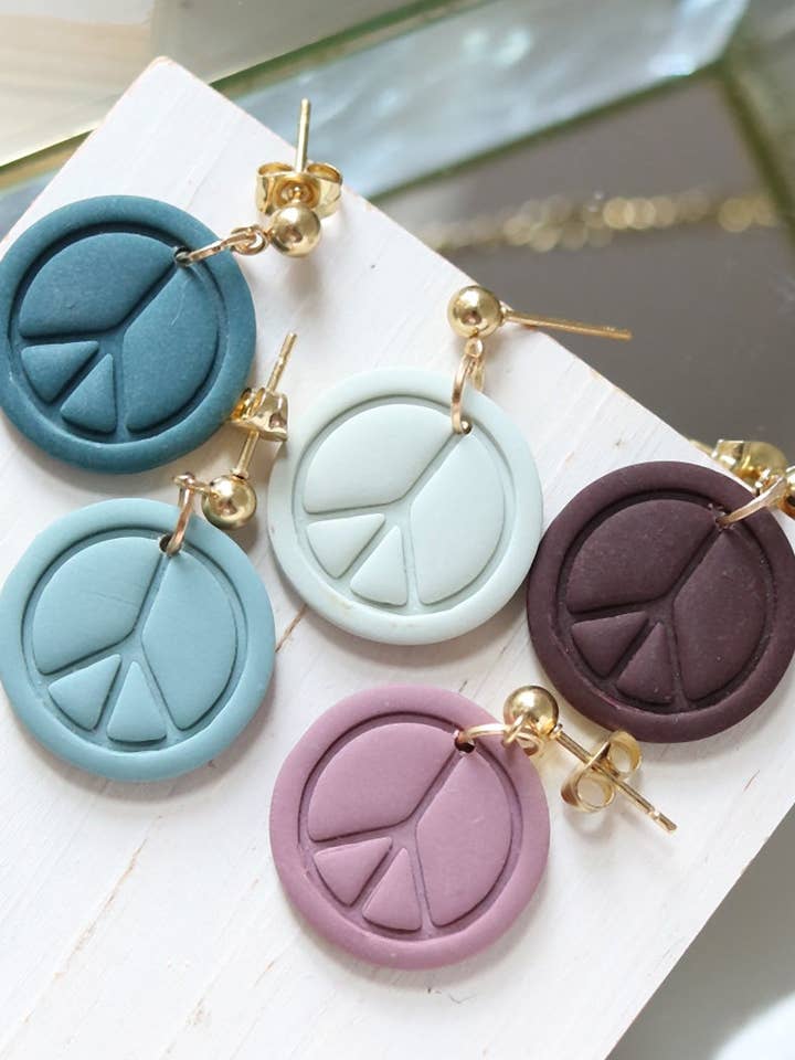 Give Peace a Chance Polymer Clay Earrings | Choose Your Colour for wholesale by Petal & Posy