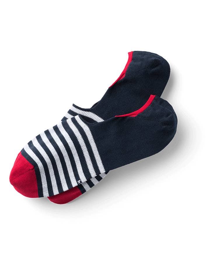 Meias invisíveis na marinha: com listras elegantes por atacado de BLACKSOCKS