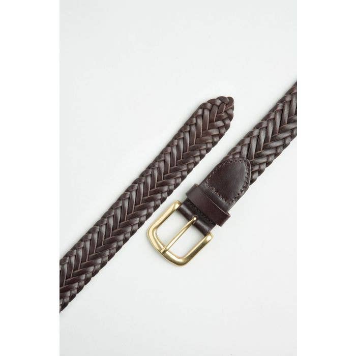 Ibex England - Wholesale Belt - Men's - 35mm Ibex Braided Belt-Dark Brown S-XXXL1
