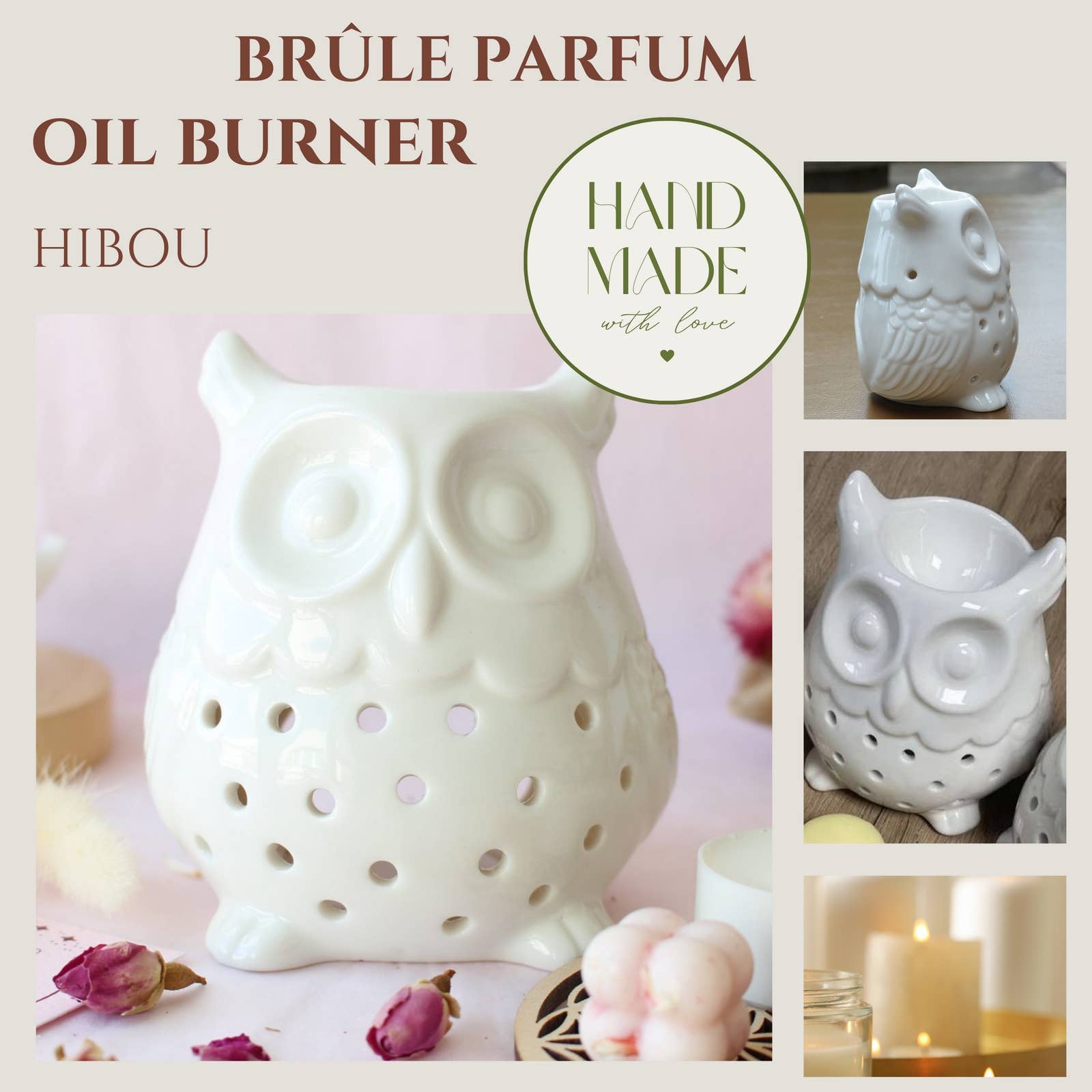 Zen'Arôme - Wholesale Fragrance Warmer - Ceramic Owl Fragrance Burner - Compatible with Melts1