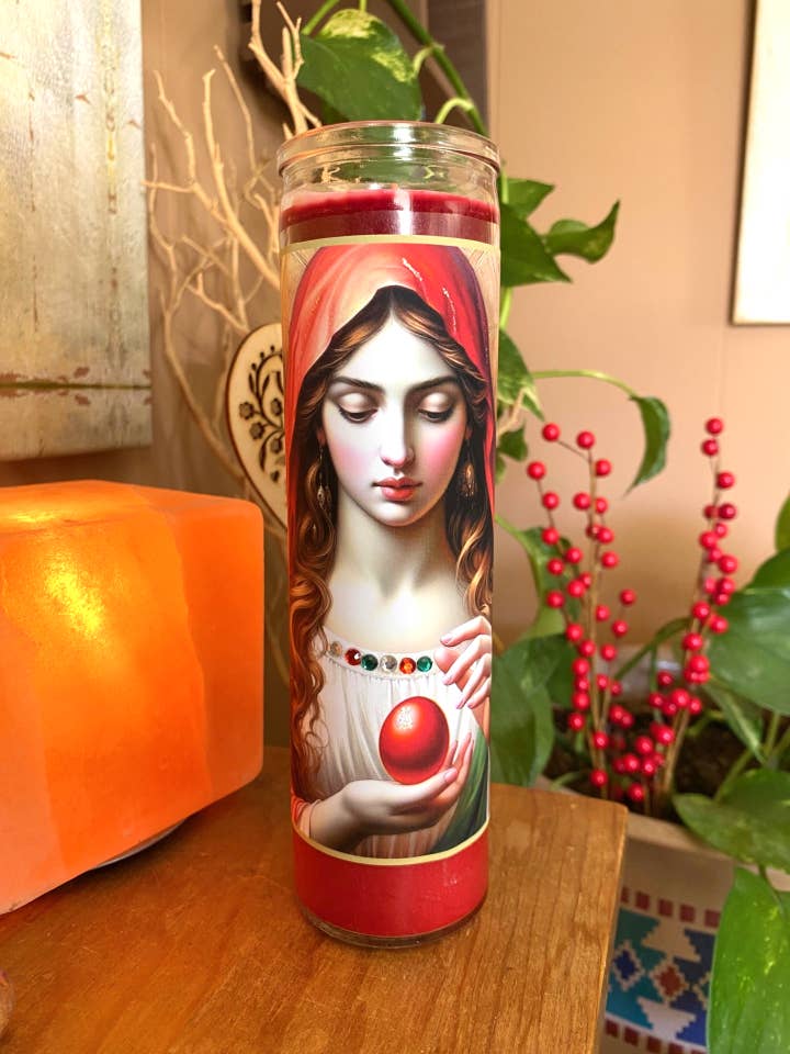 Magdalena With Red Egg 7 Day Devotional Candle for wholesale by Tatiana