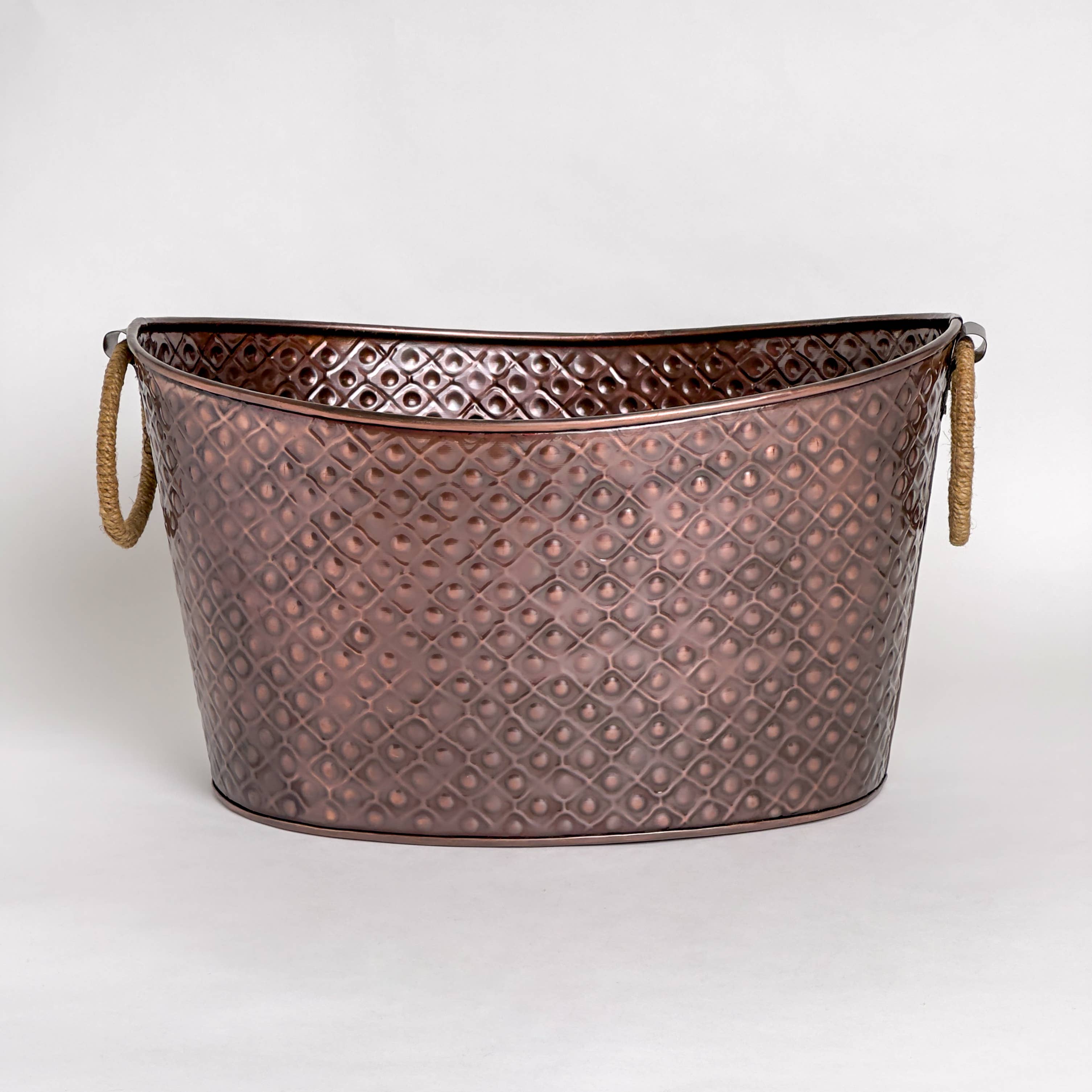 India Handicrafts Inc - Wholesale Bucket/pail - Copper Tub with Jute Handle1