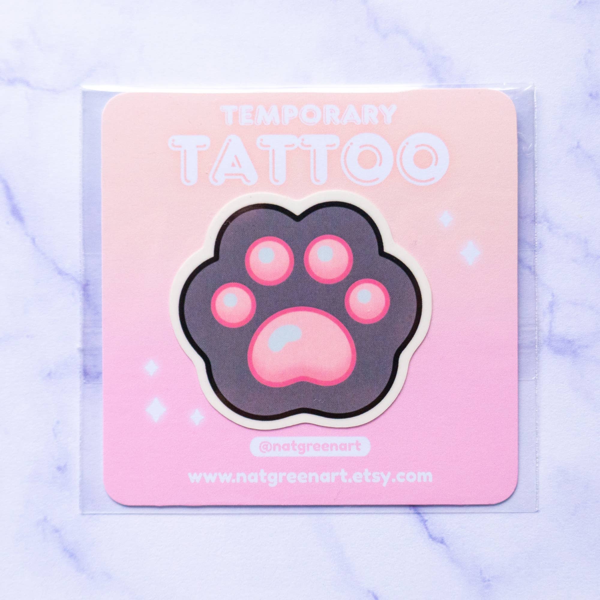 NatGreenArt - Wholesale Temporary Tattoo - Black Cat Paw Print Temporary Tattoo0