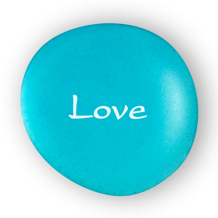 Mermaid's Message, Love, Imprinted Frosted Glass Stone for wholesale by Lifeforce Glass, Inc.