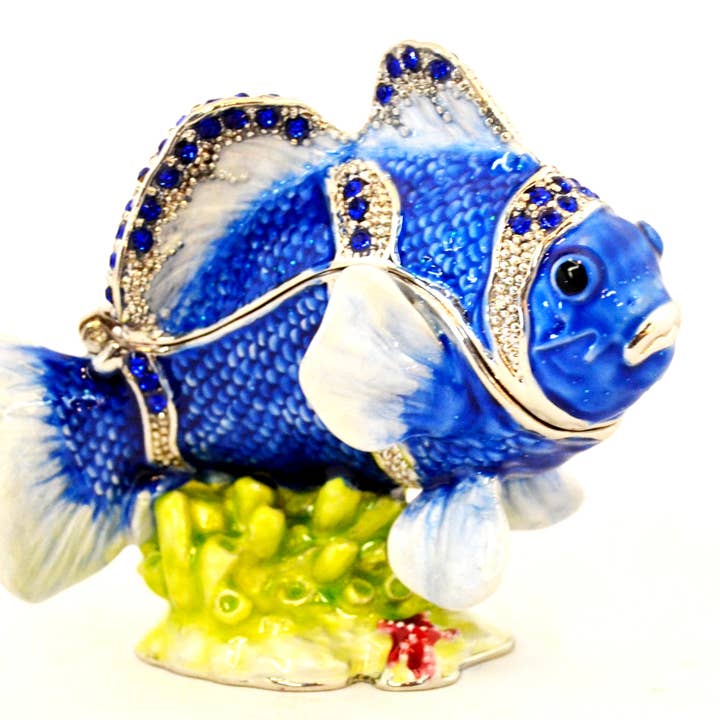 Clown Fish Trinket Box. Hand Set Swarovski Crystals & Enamel for wholesale by Ciel Collectables