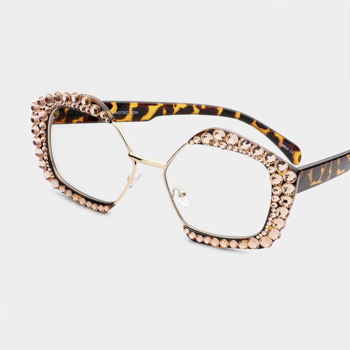 Sensibling Corp. - Wholesale Sunglasses – Women's - Crystal Embellished Detail Pentagon Clear Lens Sunglasses2