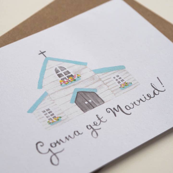 Jade Fisher – Großhandel Hochzeitskarte – Hochzeitskarte mit Aufschrift „Gonna Get Married“, weiße Kapelle