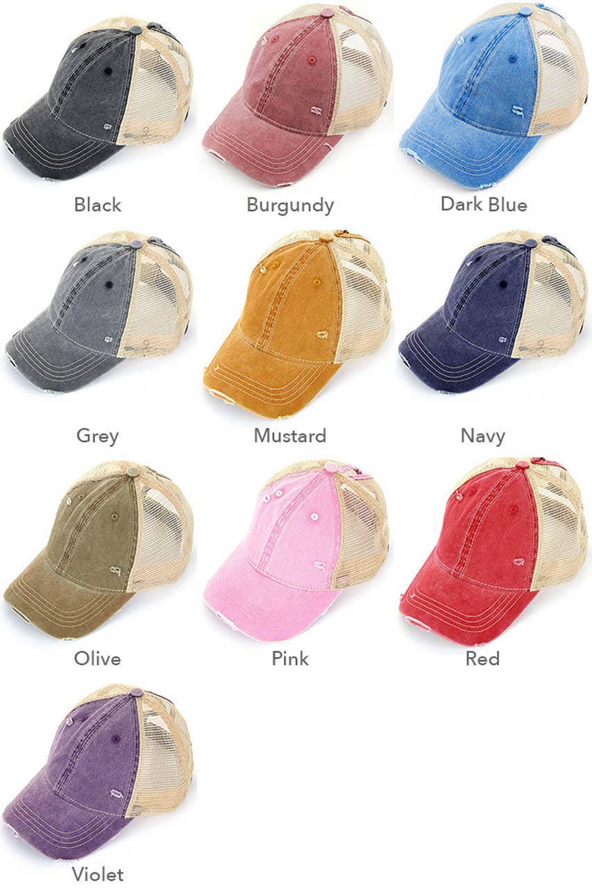 Hana - Wholesale Ponytail Cap - Women's - C.C Brand Mesh Back Ponytail Baseball Cap16