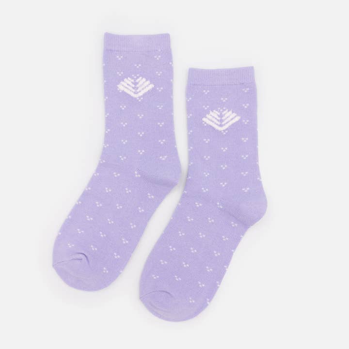 SO253-009PP - Lila strumpor med mjukt vitt mönster för wholesale av Bizou