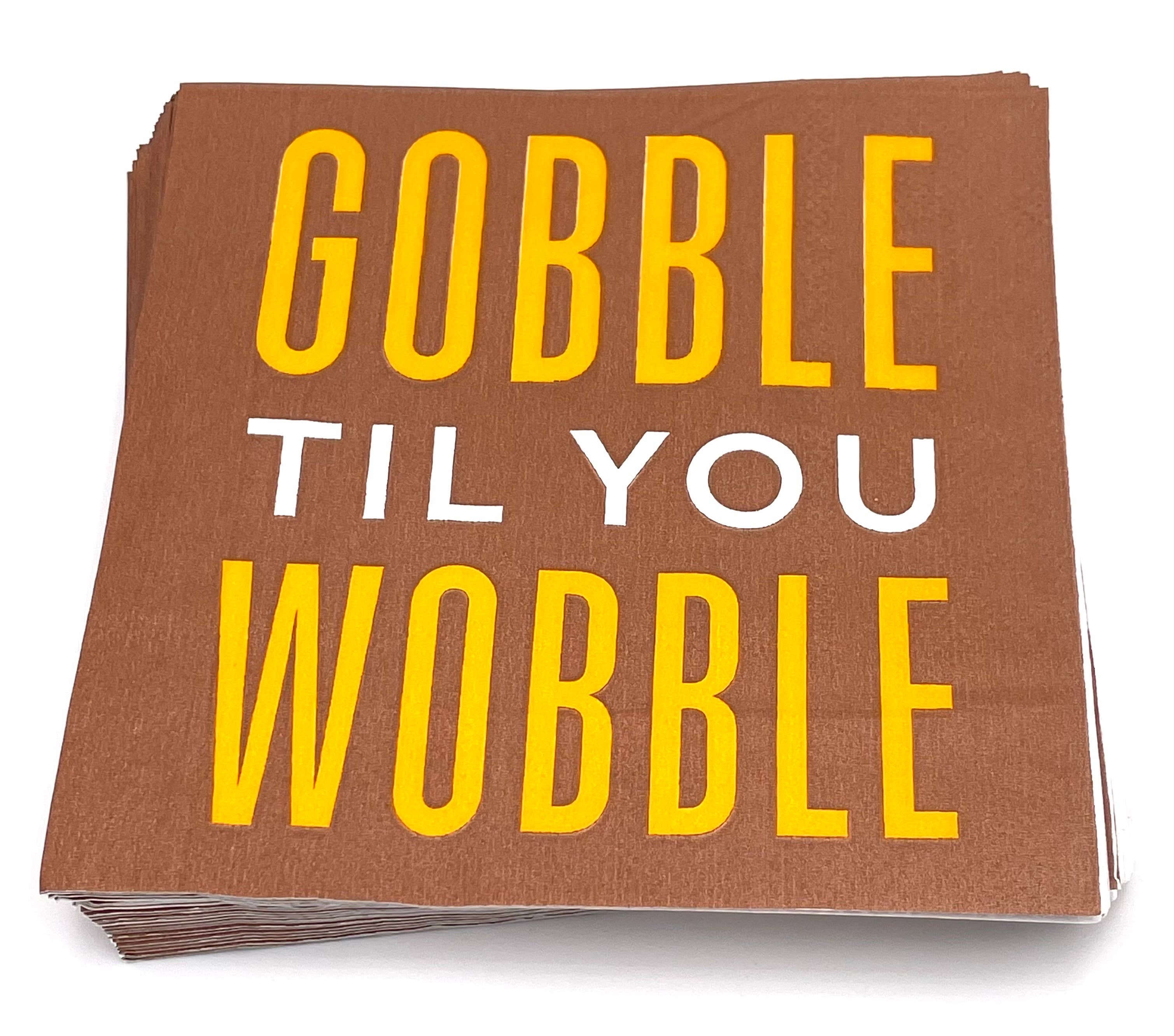 soiree-sisters - Wholesale Disposable Napkin - Thanksgiving/Fall Cocktail Napkins Gobble Til You Wobble20ct2