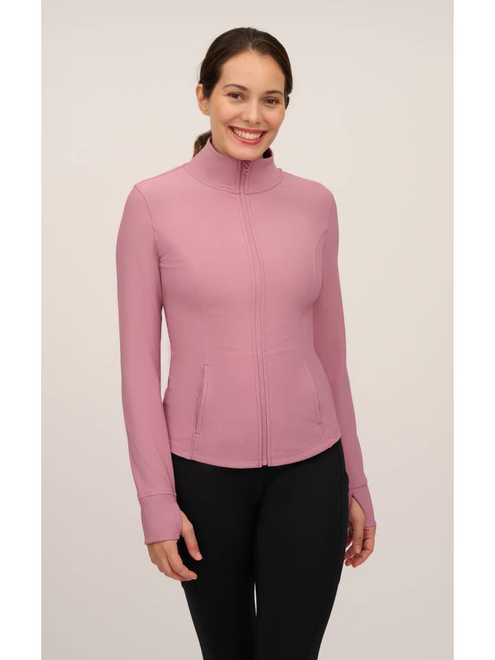 90 Degree by Reflex & Yogalicious - Wholesale Athletic Jacket - Women's - Women's Everyday Ribbed Full Performance Full Zip Jacket7