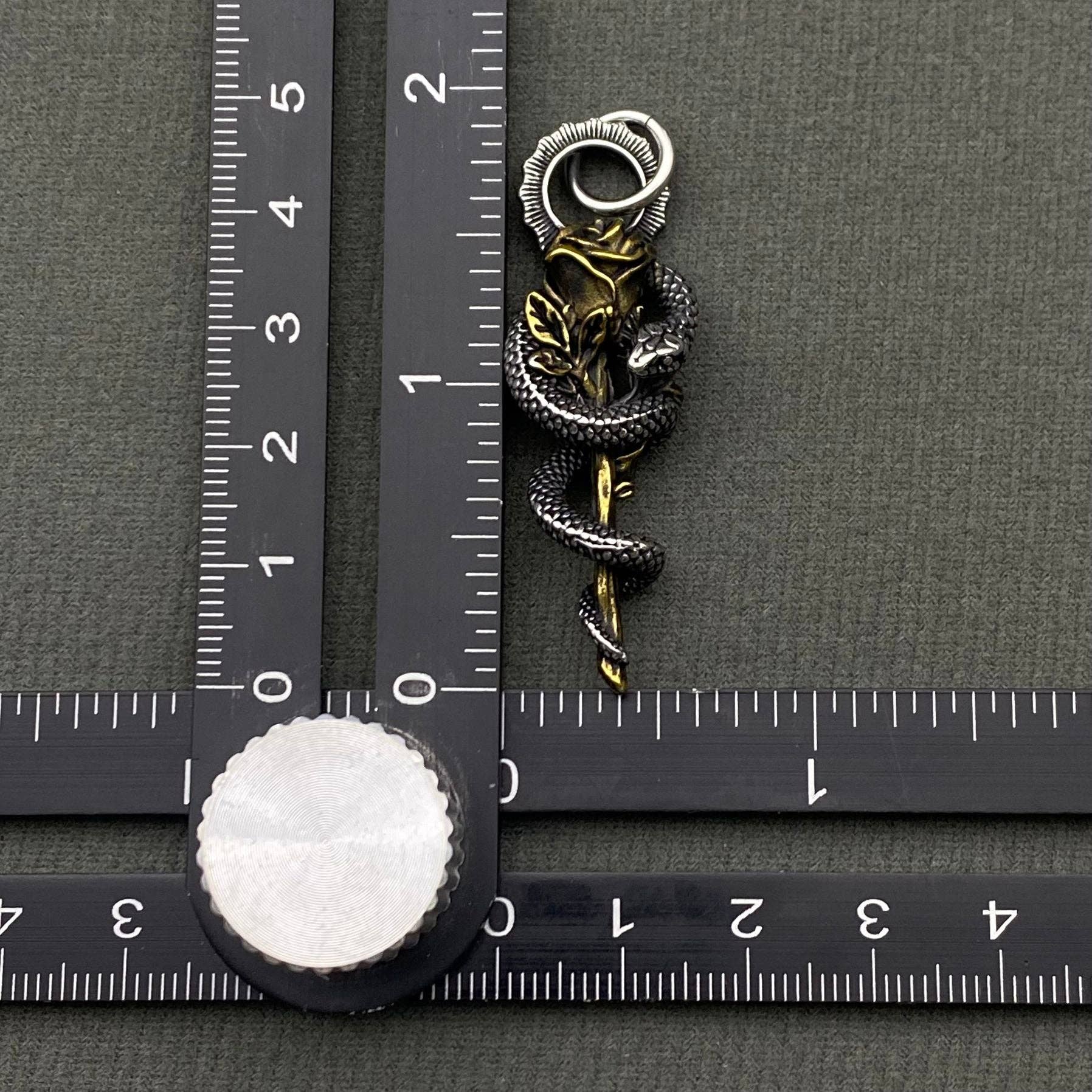 Mio Queena - Wholesale Craft Supplies - The Snake Coiled Around The Rose S.Steel Pendant - MJ/MNP3