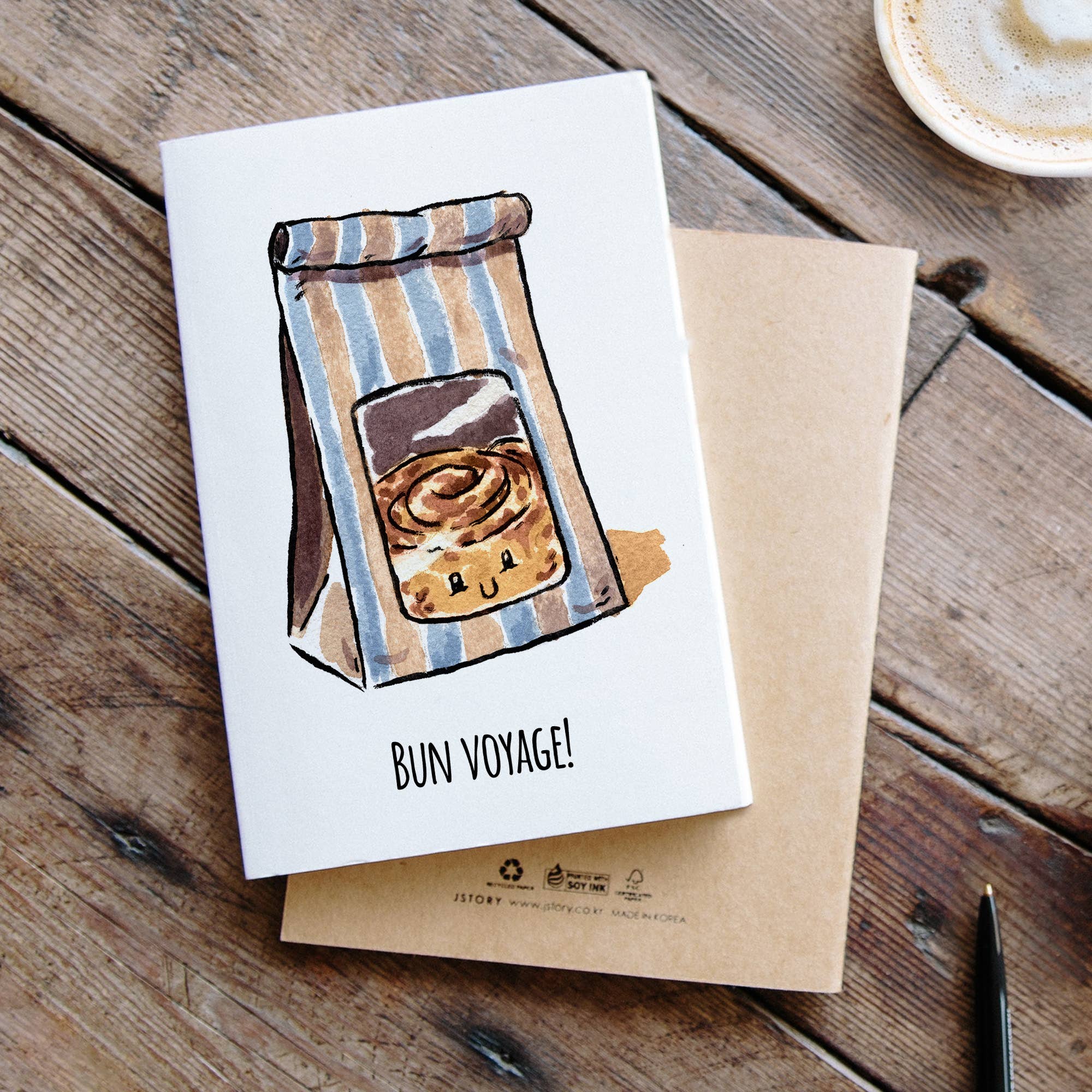 Aaron Millard Illustration – Engroshandel Hverdagshilsen kort – „Bun Voyage“ - Miss You, Bevæger sig, Pensionering, Nyt jobkort1