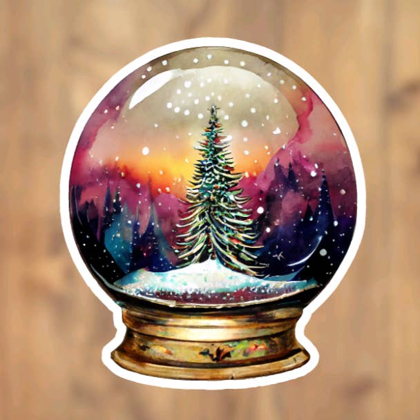 Christmas Tree Snow Globe Vinyl Sticker for wholesale by All for Iris